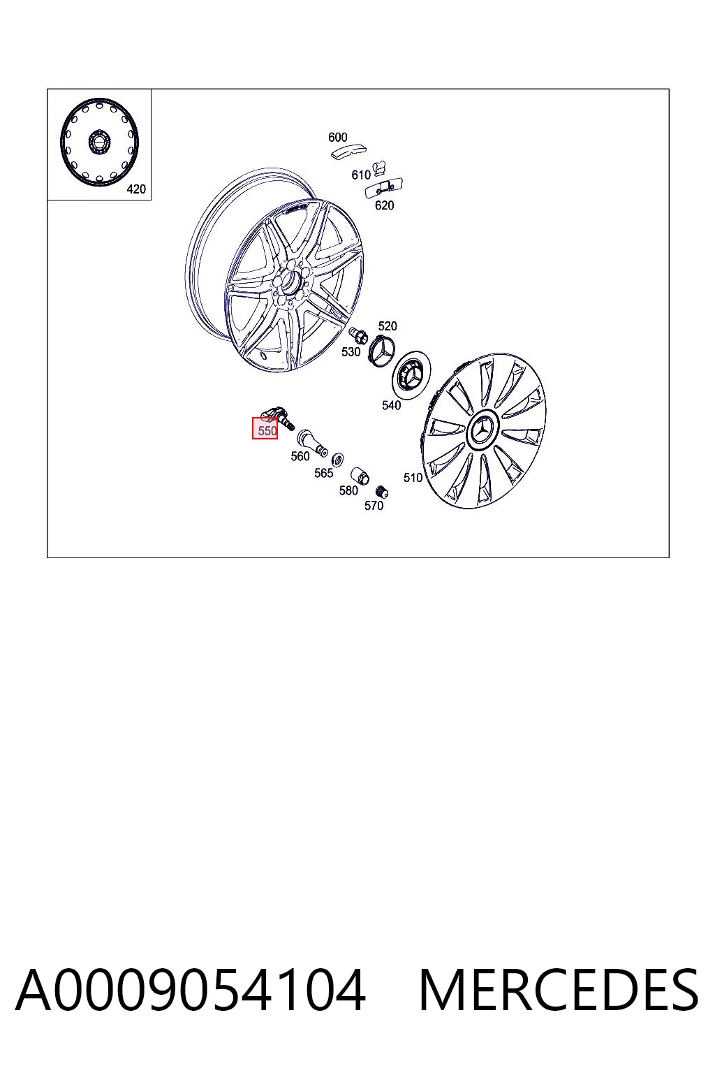 A0009054104 Mercedes Sensor de presión de neumáticos (TPMS)