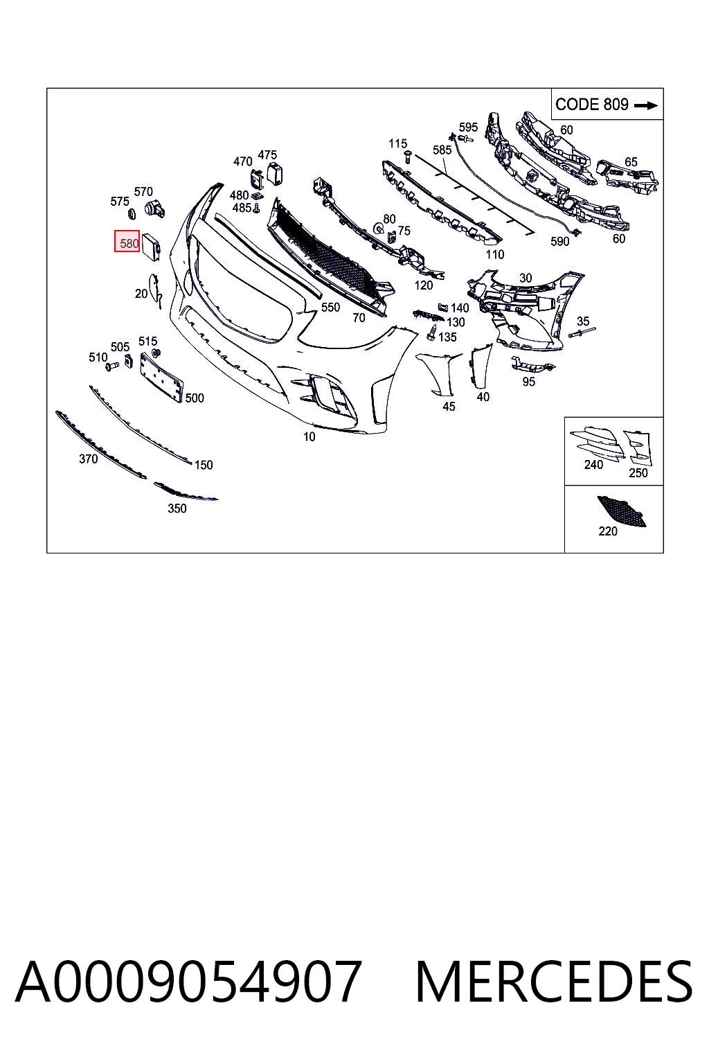 A0009054907 Mercedes Sensor de distancia por radar