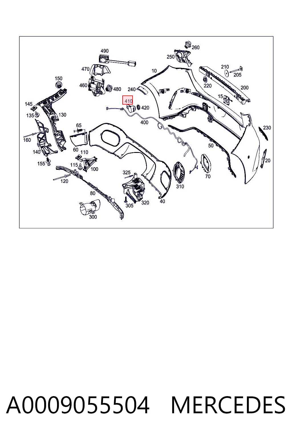 A0009055504 Mercedes Sensor de estacionamiento delantero/trasero central