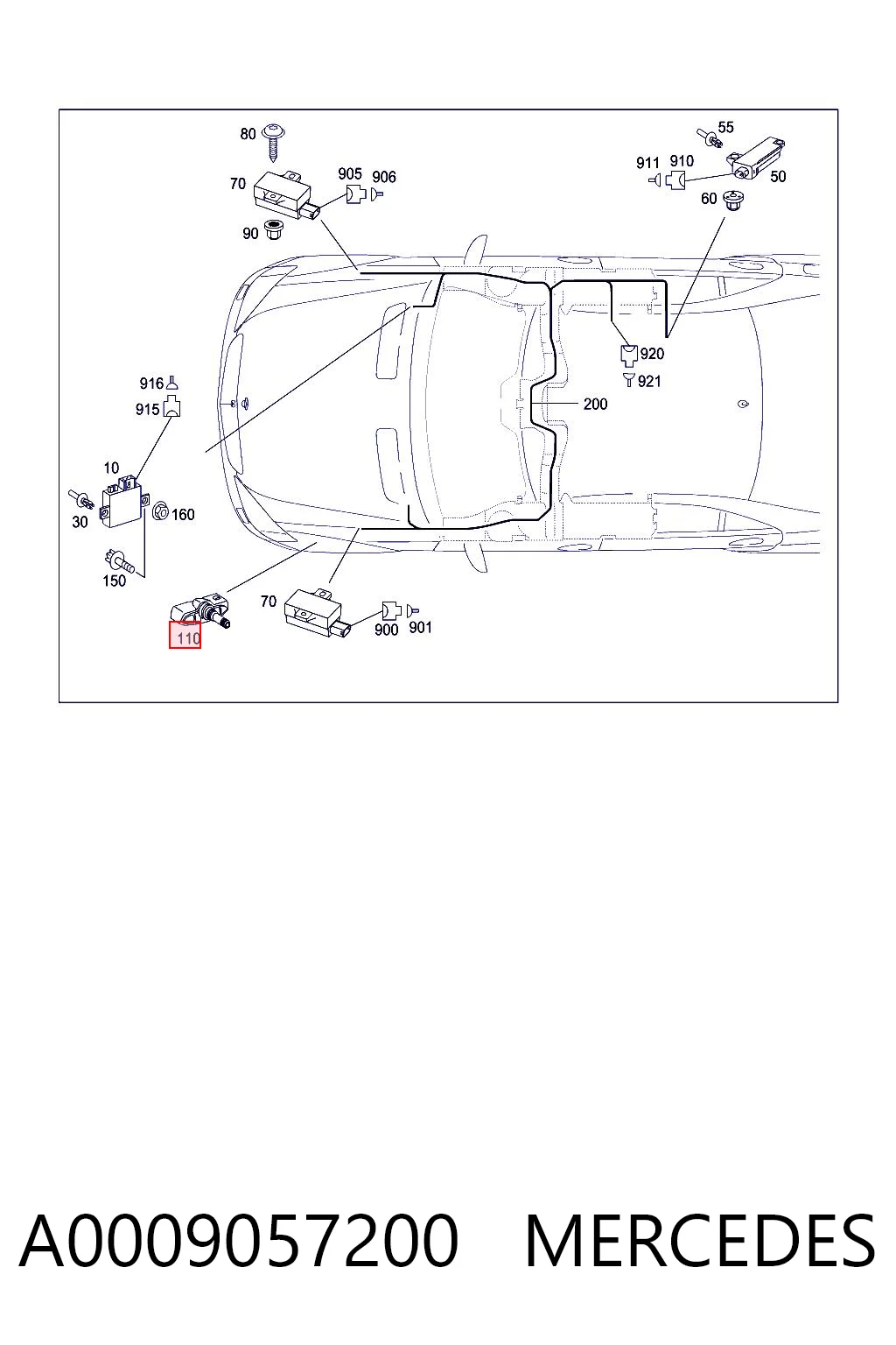 A0009057200 Mercedes Sensor de presión de neumáticos (TPMS)