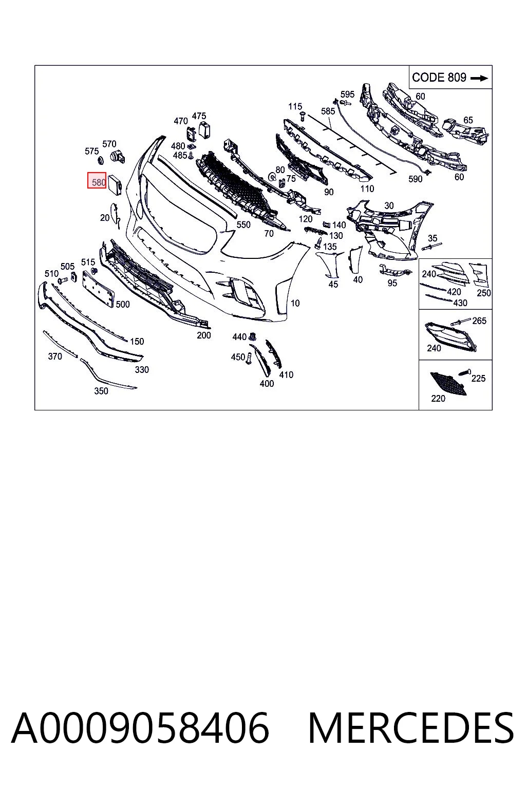 A0009058406 Mercedes Sensor de distancia por radar