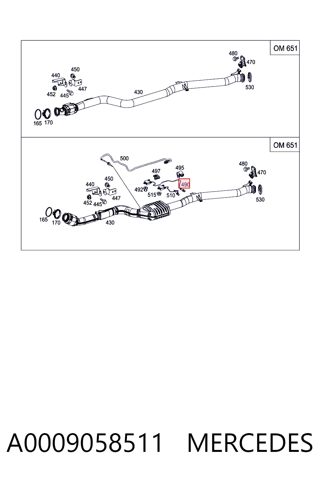 A0009058511 Mercedes Sensor de óxidos de nitrógeno NOx trasero
