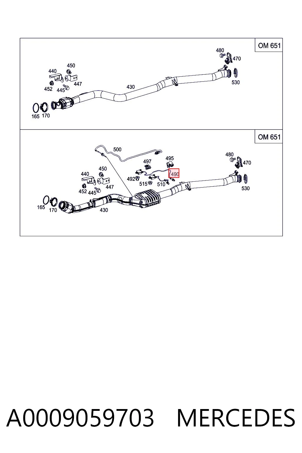A0009059703 Mercedes Sensor de óxidos de nitrógeno NOx trasero