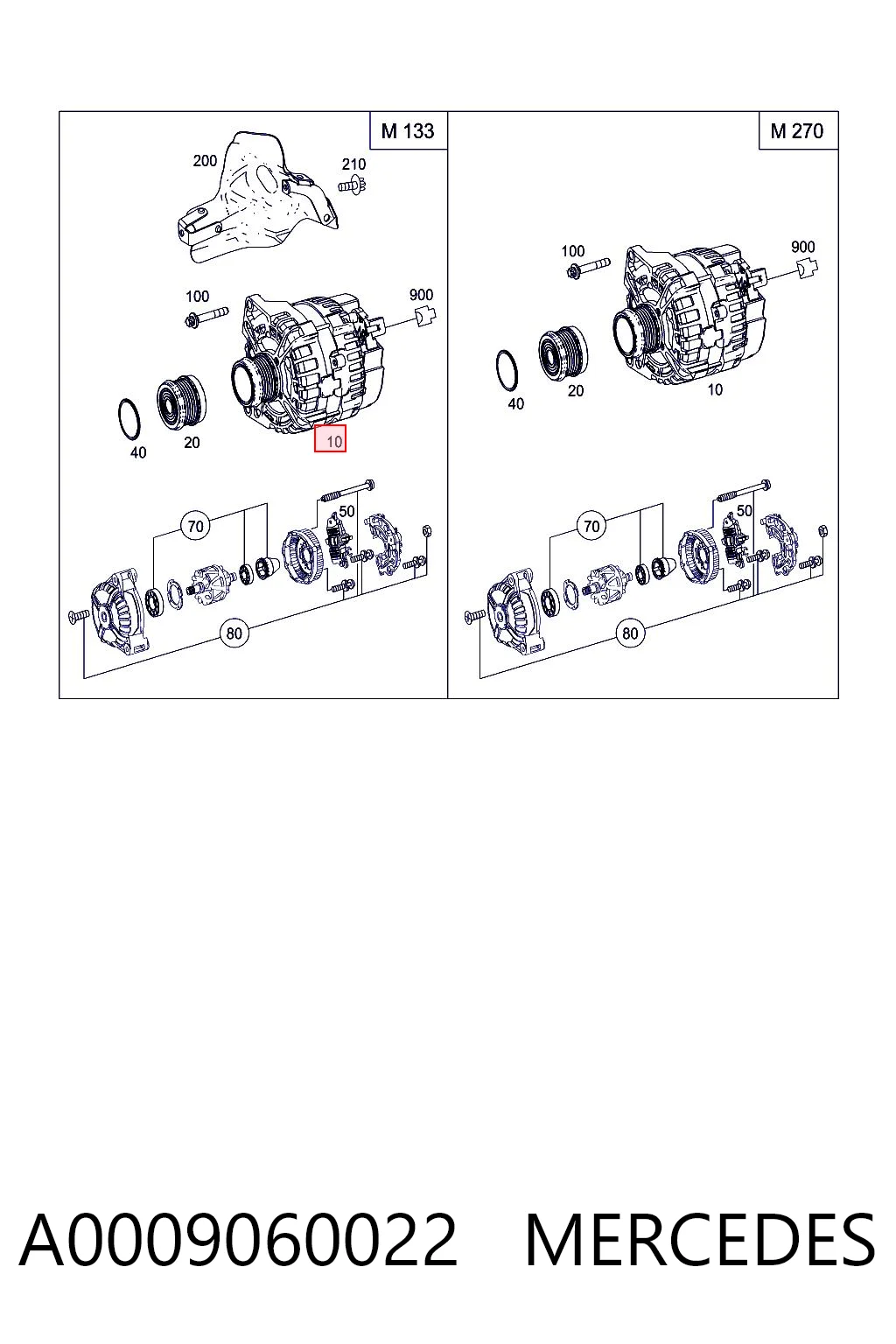 A0009060022 Mercedes Alternador de coche