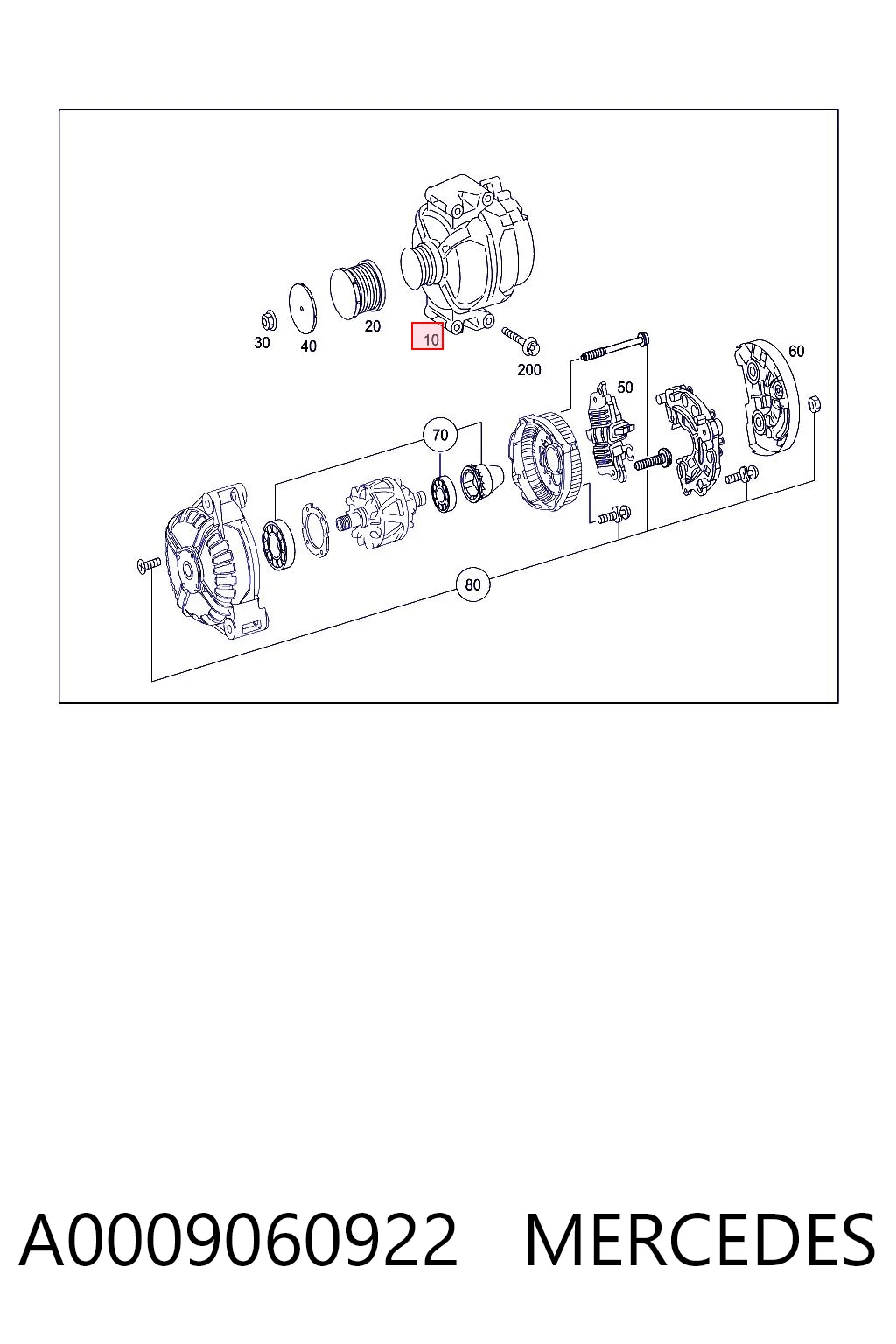 A0009060922 Mercedes Alternador de coche