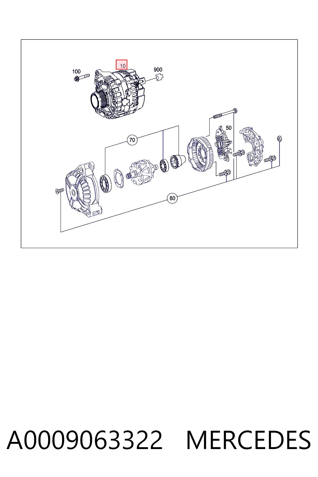 A0009063322 Mercedes Alternador de coche