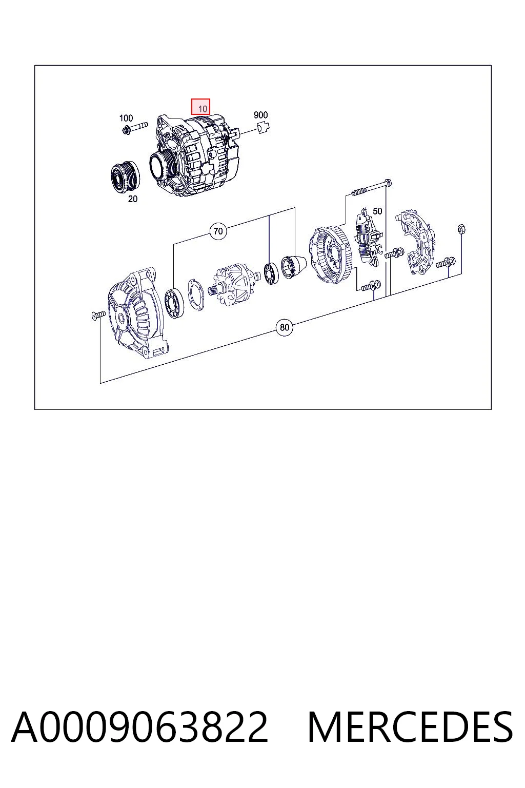 A0009063822 Mercedes Alternador de coche