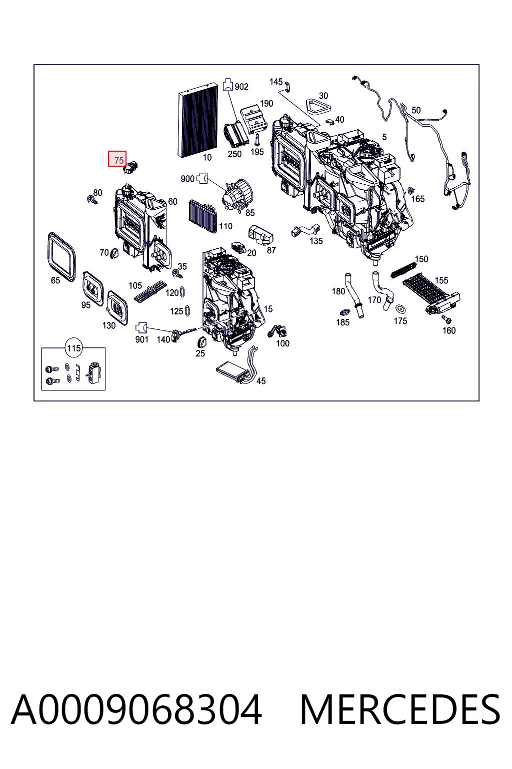 A0009068304 Mercedes Motor de recirculación de aire