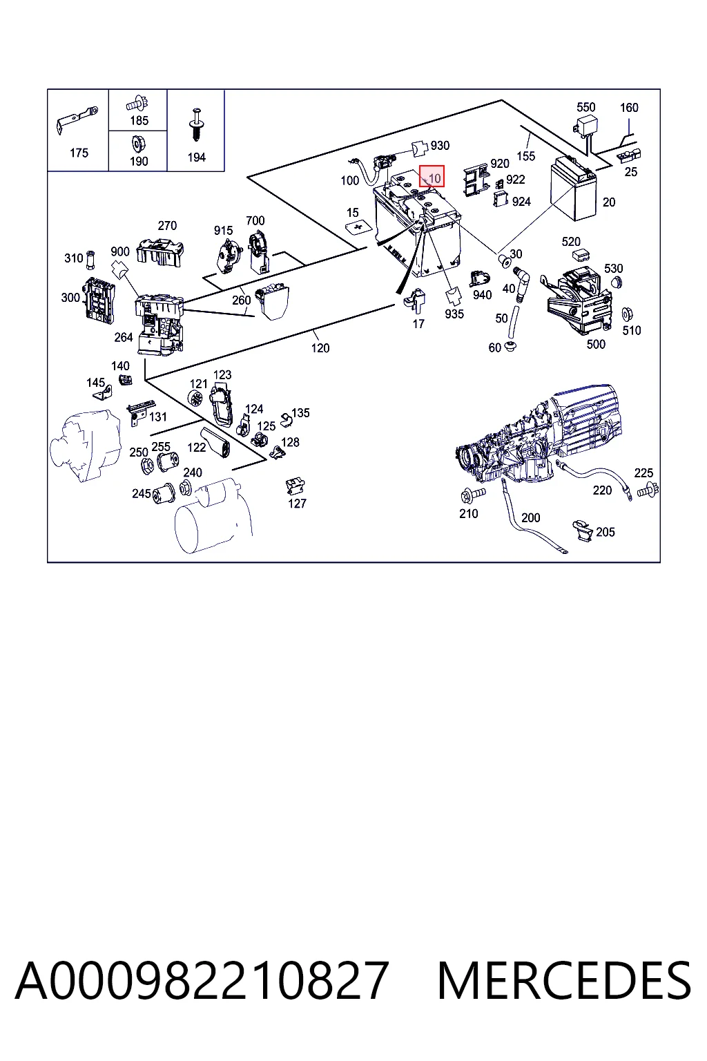 Batería de arranque MERCEDES A000982210827