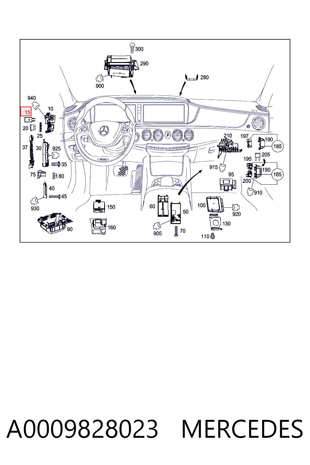 A0009828023 Mercedes Relé de compresor de suspensión neumática