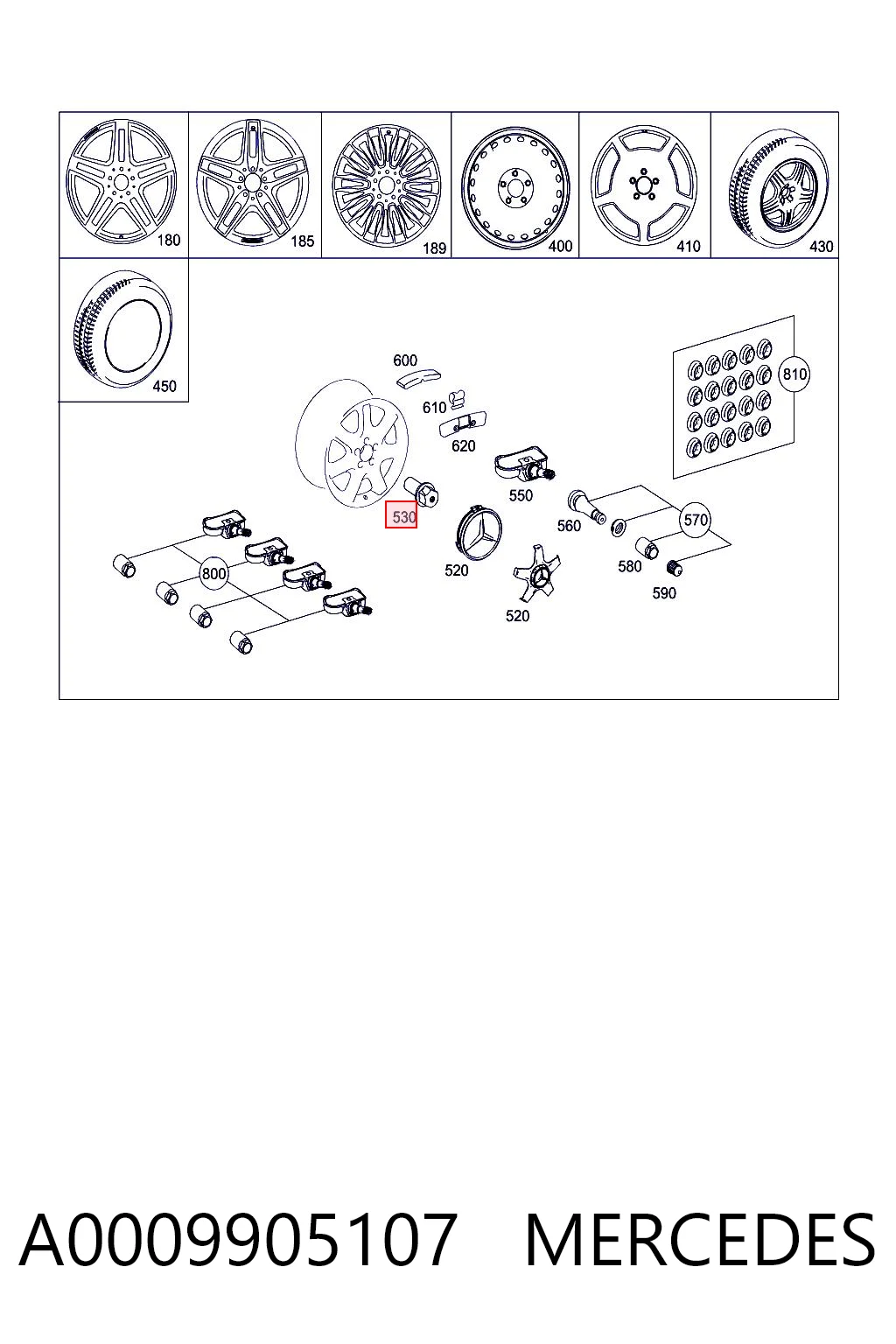 A0009905107 Mercedes Tornillos para llantas