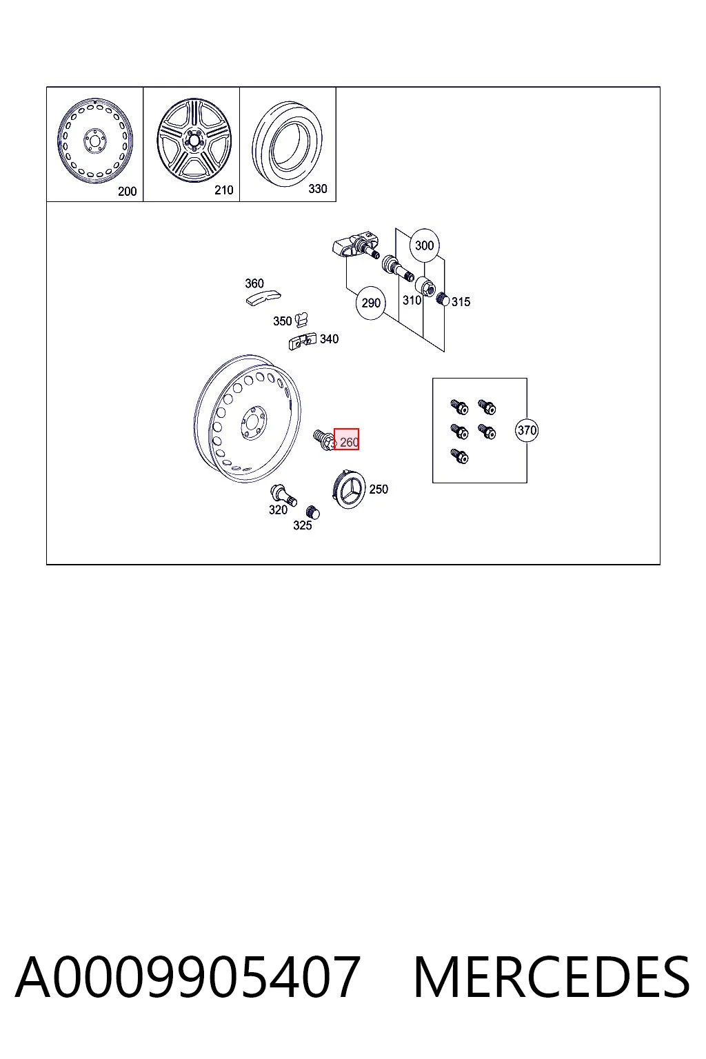 A0009905407 Mercedes Tornillos para llantas
