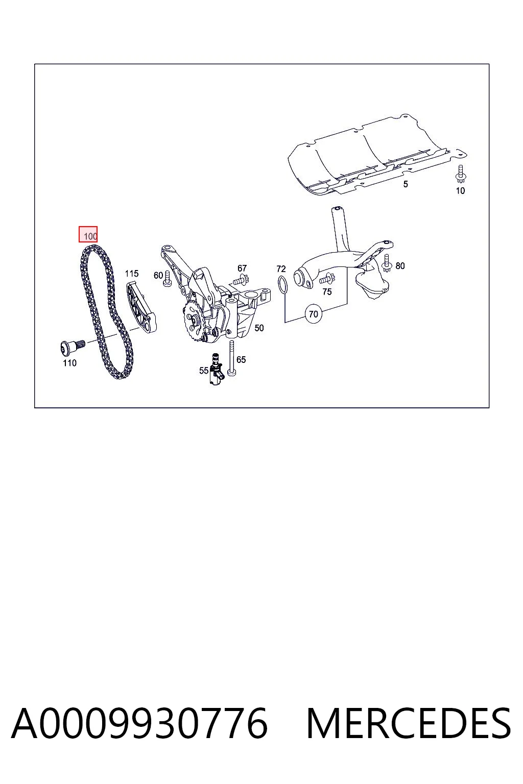 A0009930776 Mercedes Cadena de bomba de aceite de motor