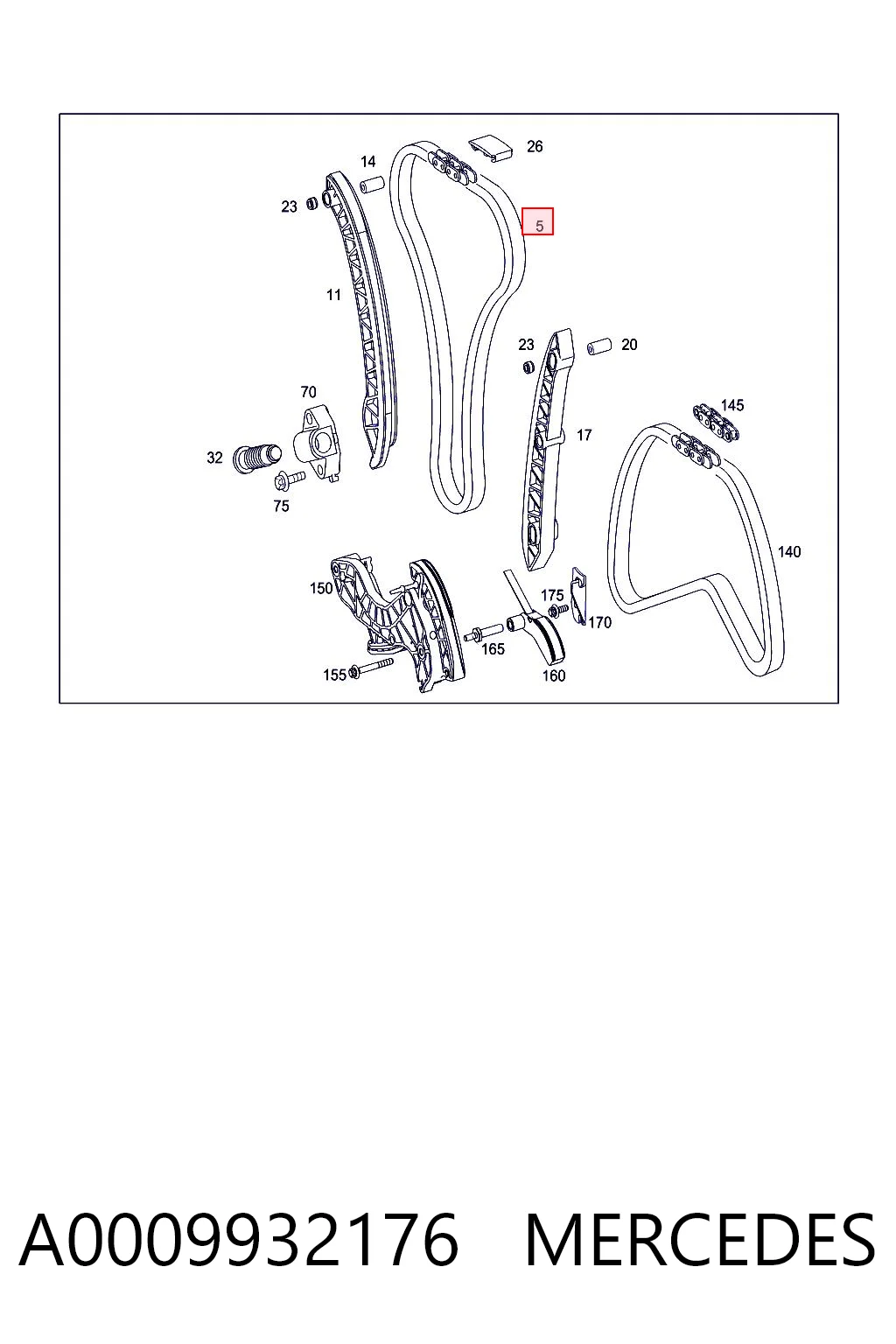 A0009932176 Mercedes Cadena de motor