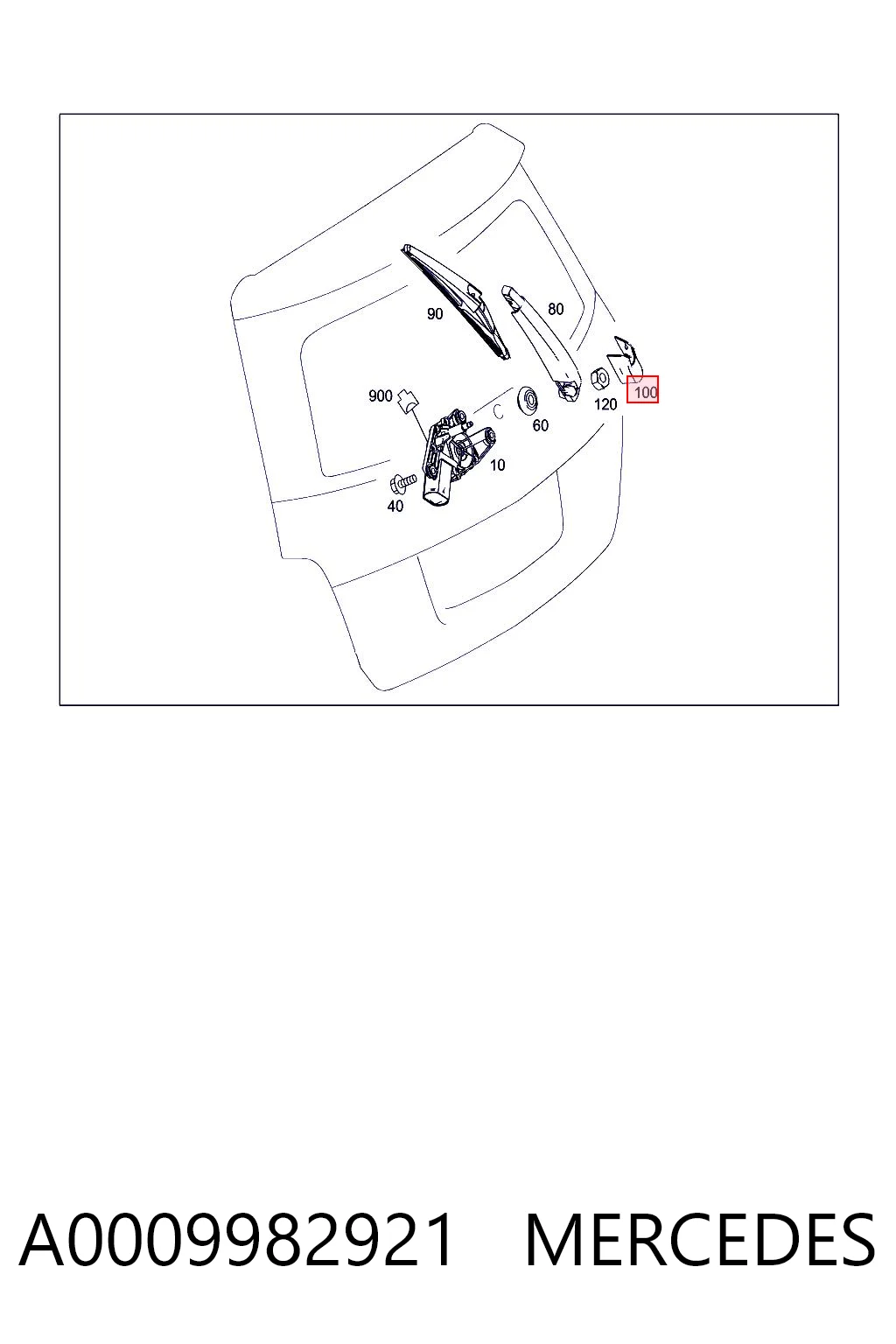 A0009982921 Mercedes Tapa de la tuerca del brazo del limpiaparabrisas trasero
