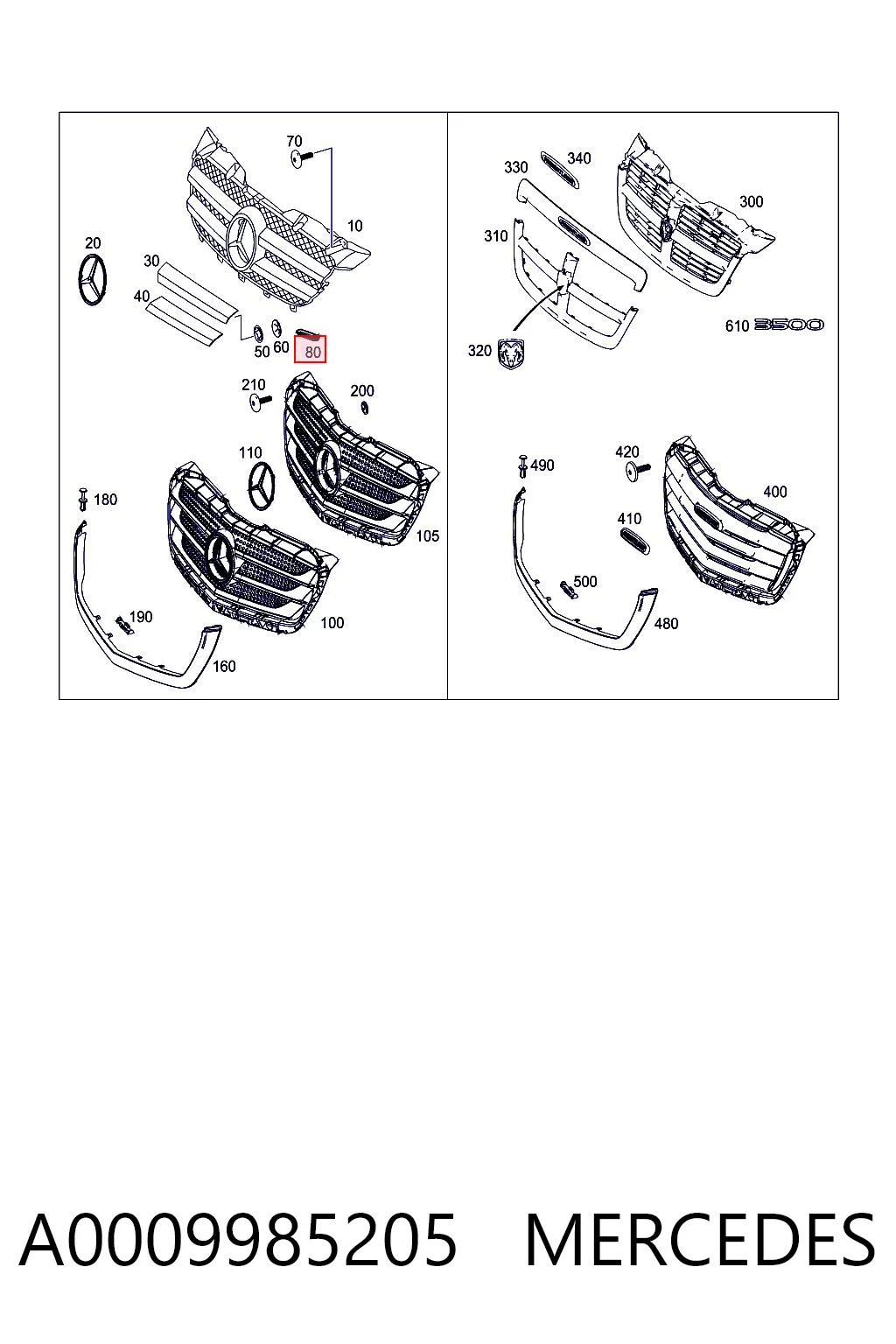 A0009985205 Mercedes Calandra