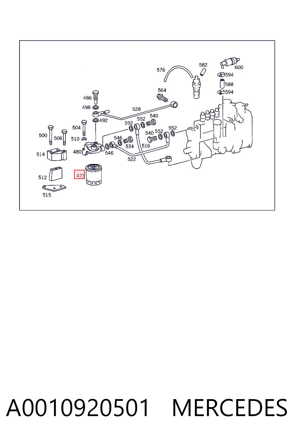 Filtro de combustible A0010920501 MERCEDES