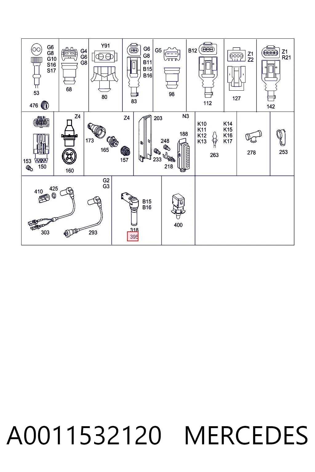 A0011532120 Mercedes Sensor de posición del cigüeñal