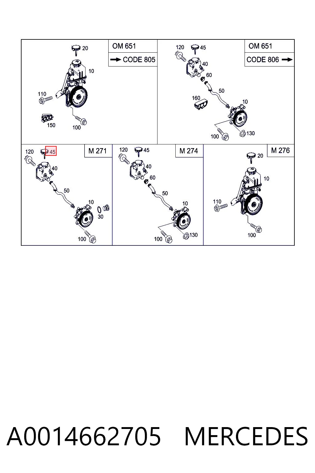 A0014662705 Mercedes Tapa del depósito de la bomba de dirección asistida