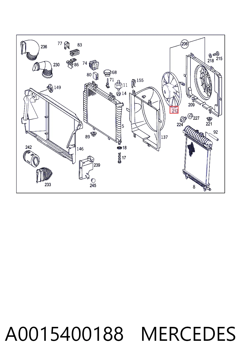 A0015400188 Mercedes Electroventilador del motor