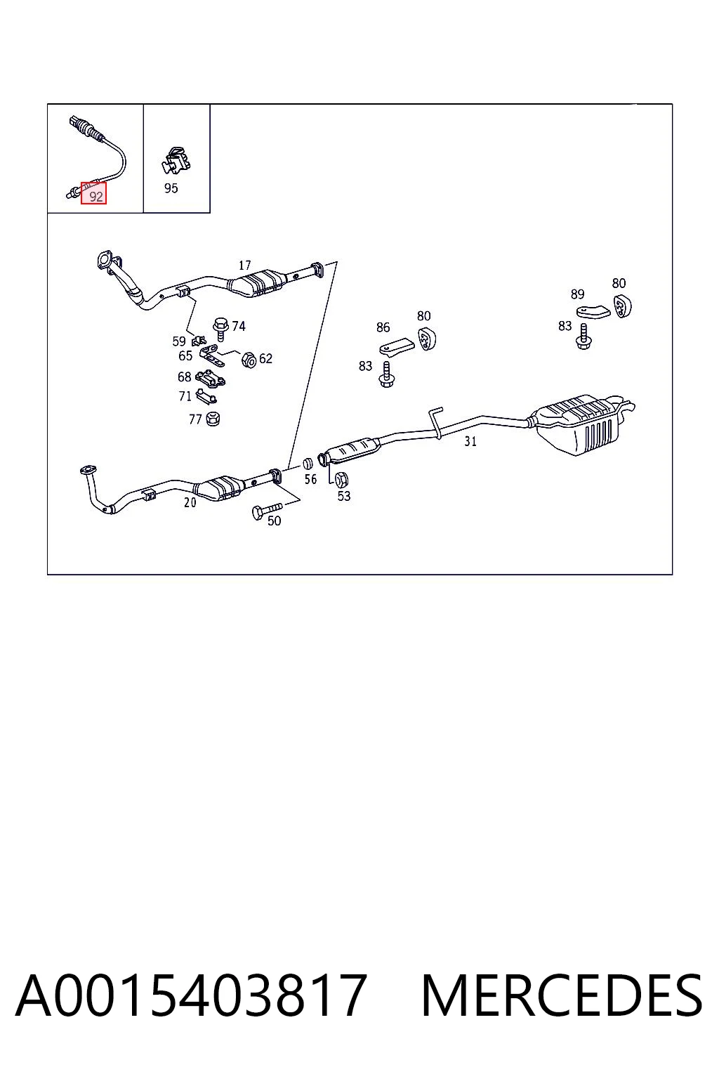 A0015403817 Mercedes Sonda lambda de oxígeno posterior al catalizador