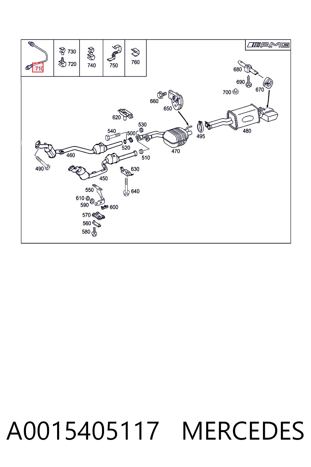 A0015405117 Mercedes Sonda lambda, sensor de oxígeno antes del catalizador derecho