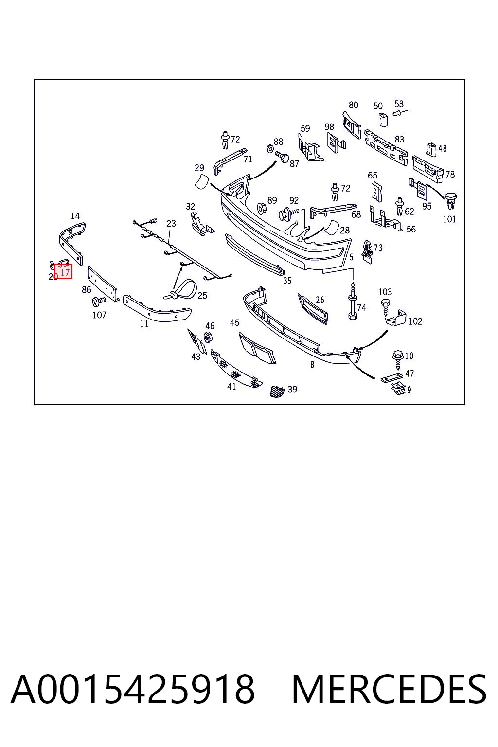 A0015425918 Mercedes Sensor de estacionamiento delantero