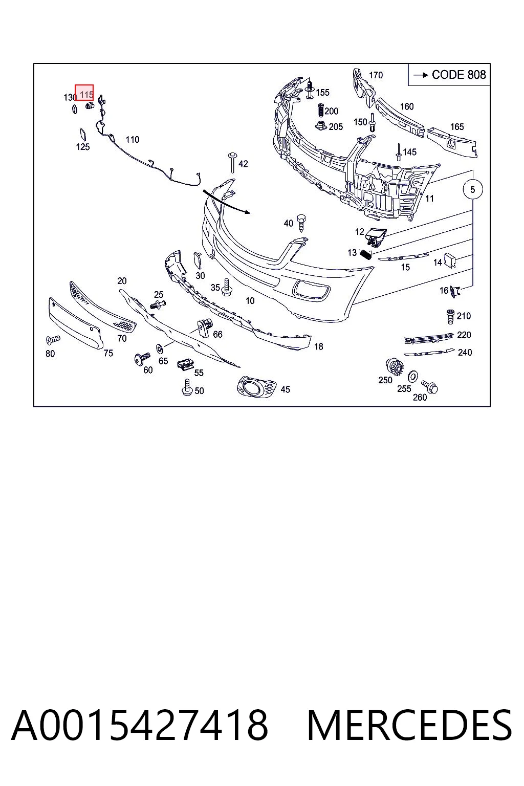 A0015427418 Mercedes Sensor de estacionamiento delantero