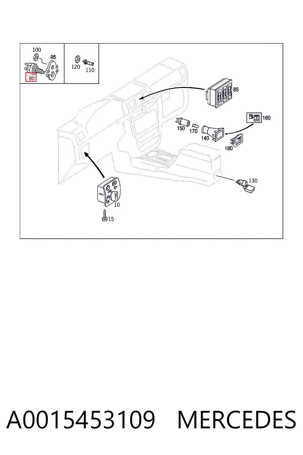 A0015453109 Mercedes Interruptor luces de freno