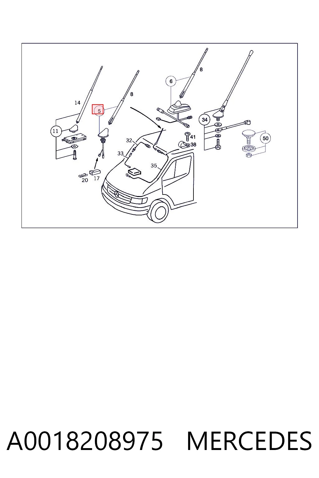 Antena Mercedes Sprinter I 2-t furgoneta (901, 902) (1995 - 2006) precio, desde 60,50 EUR