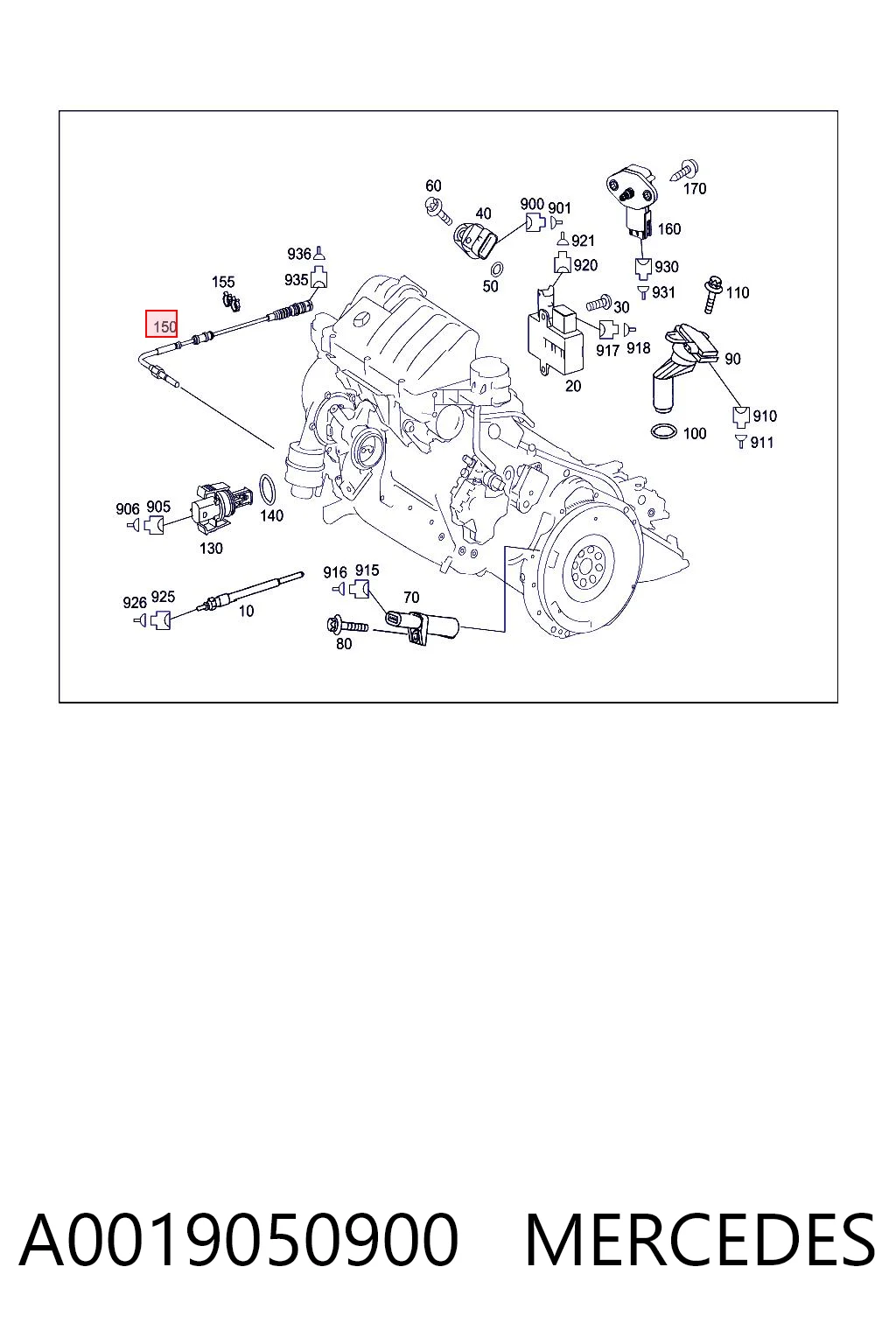 A0019050900 Mercedes Sensor de temperatura de gases de escape antes del catalizador