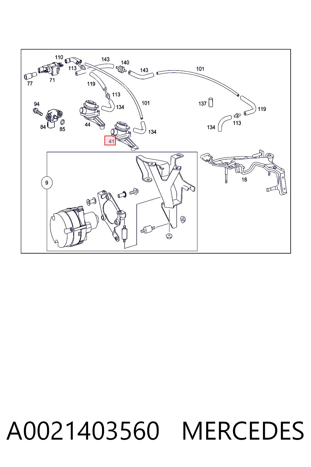 A0021403560 Mercedes Válvula de aire secundario