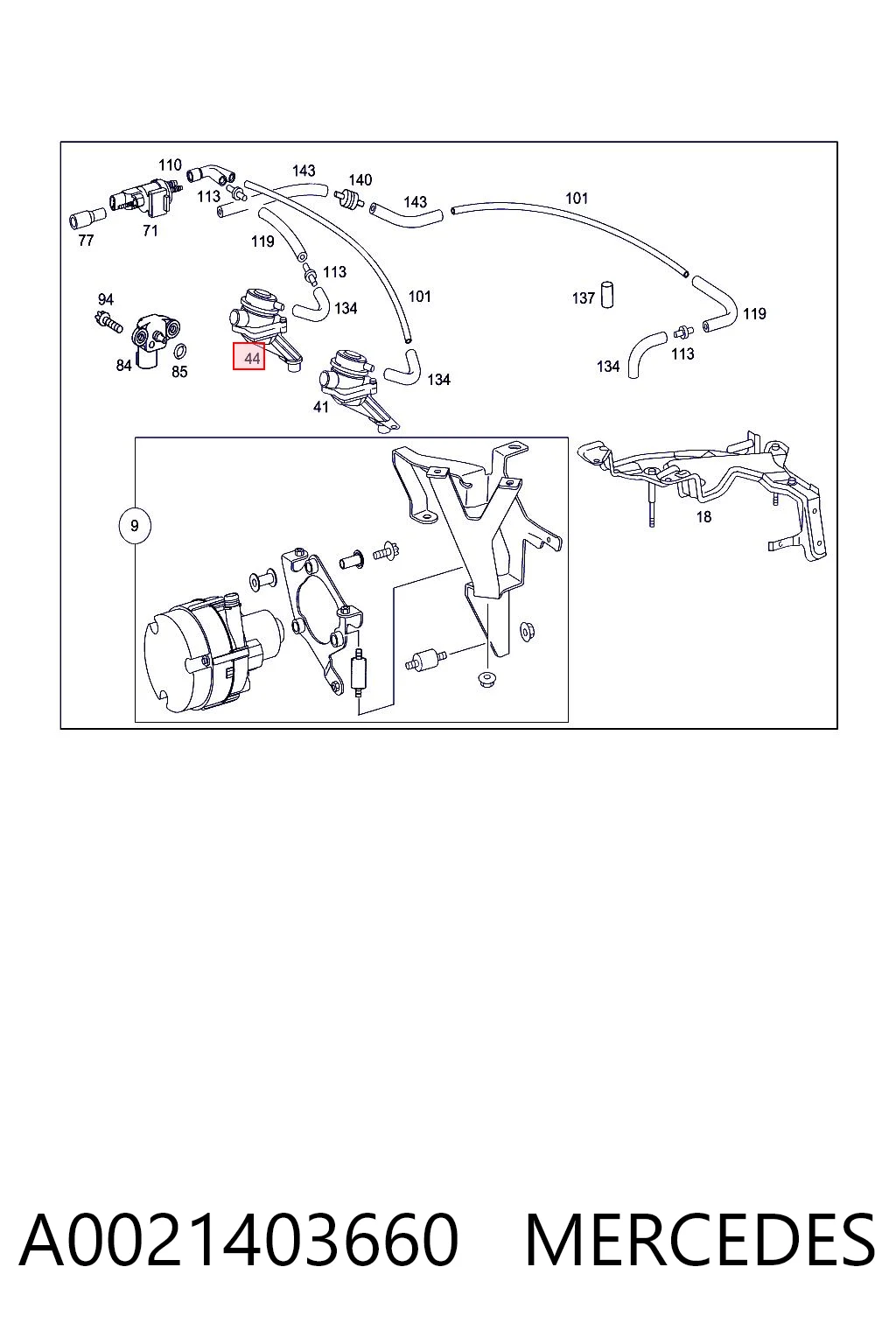 A0021403660 Mercedes Válvula de aire secundario