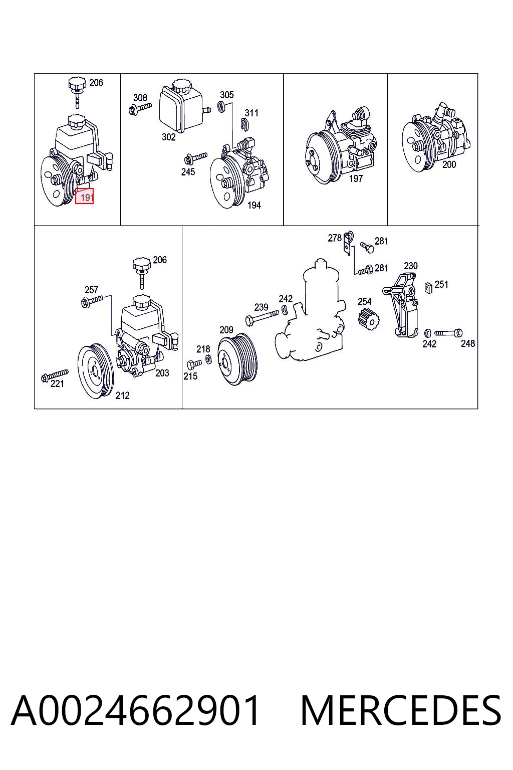 A0024662901 Mercedes Bomba hidráulica de dirección