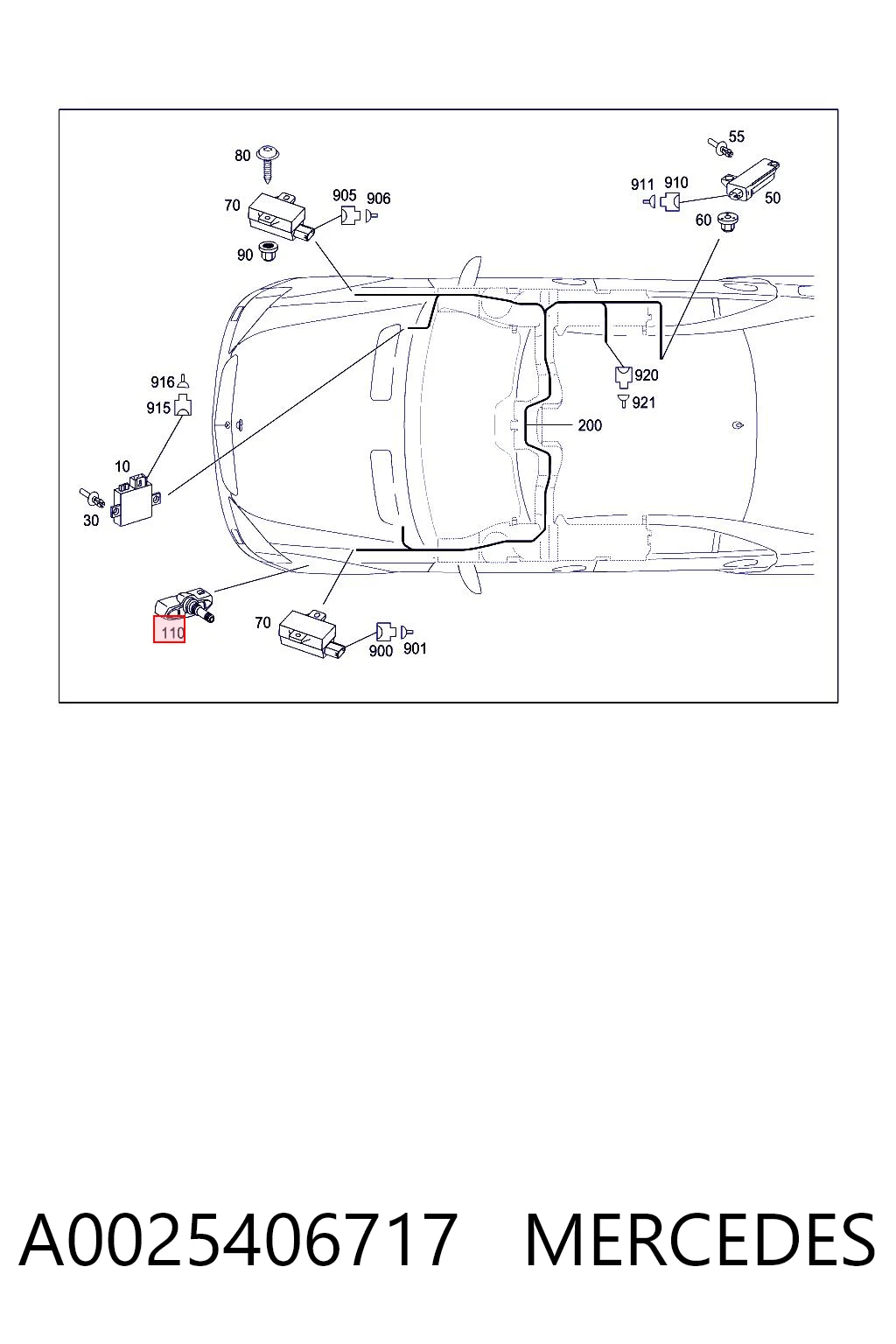 A0025406717 Mercedes Sensor de presión de neumáticos (TPMS)