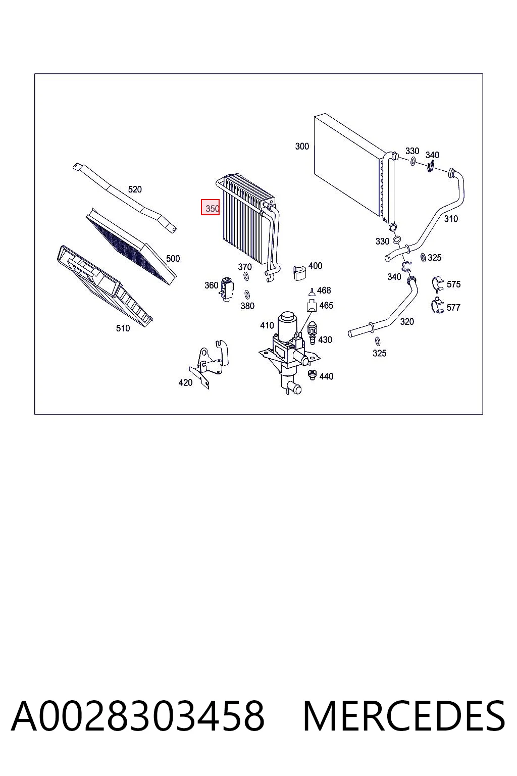 A0028303458 Mercedes Evaporador, aire acondicionado