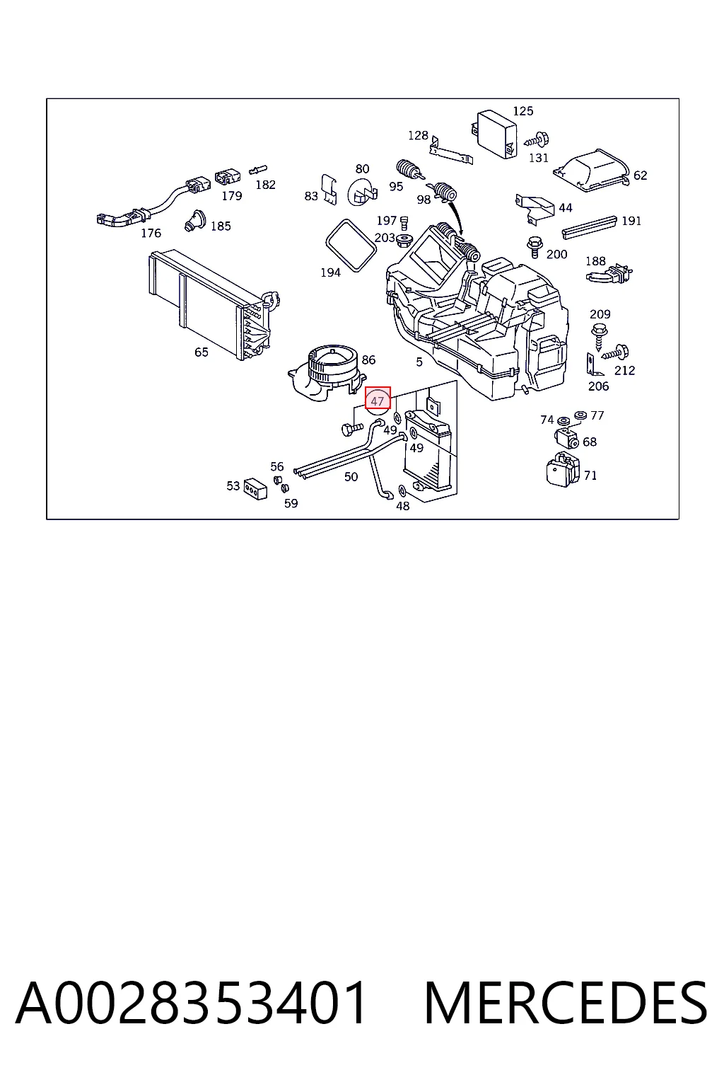 A0028353401 Mercedes Radiador interior