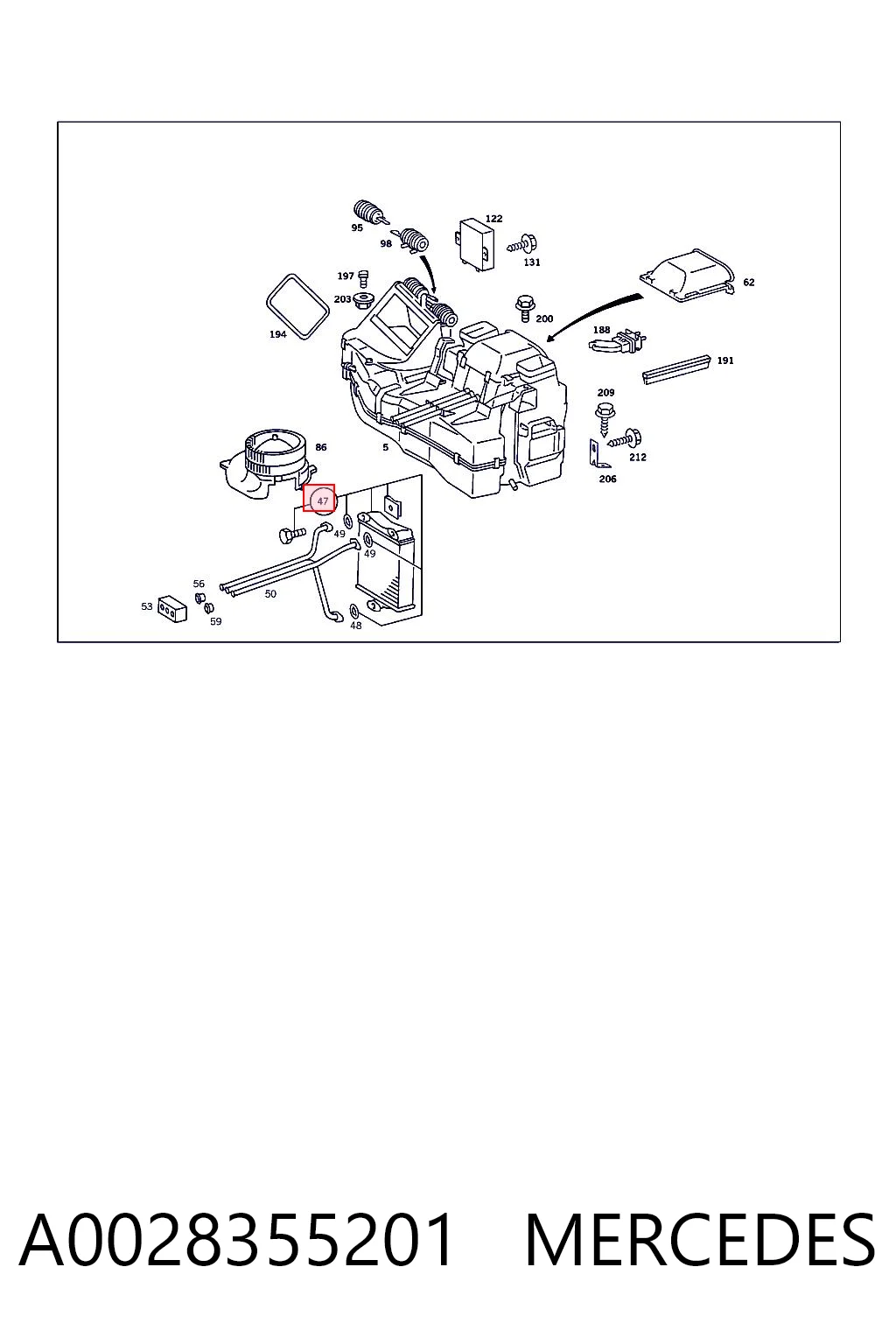 A0028355201 Mercedes Radiador interior