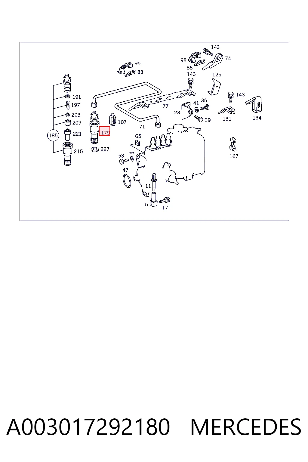 A003017292180 Mercedes Inyector de combustible