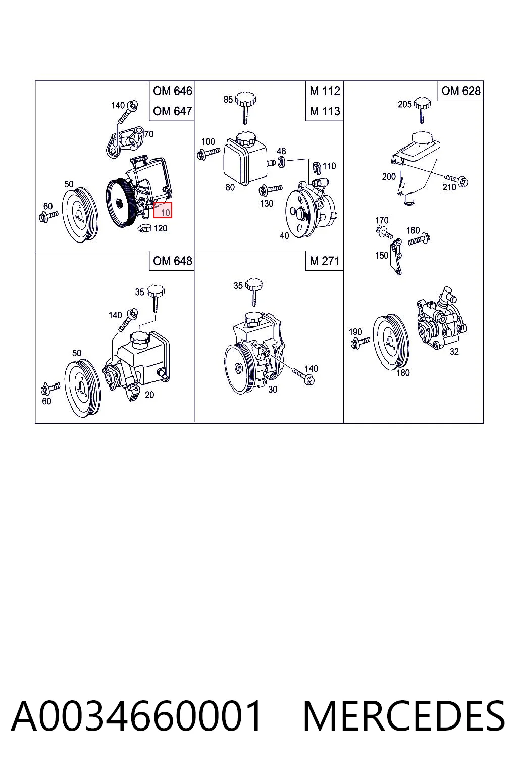 A0034660001 Mercedes Bomba hidráulica de dirección