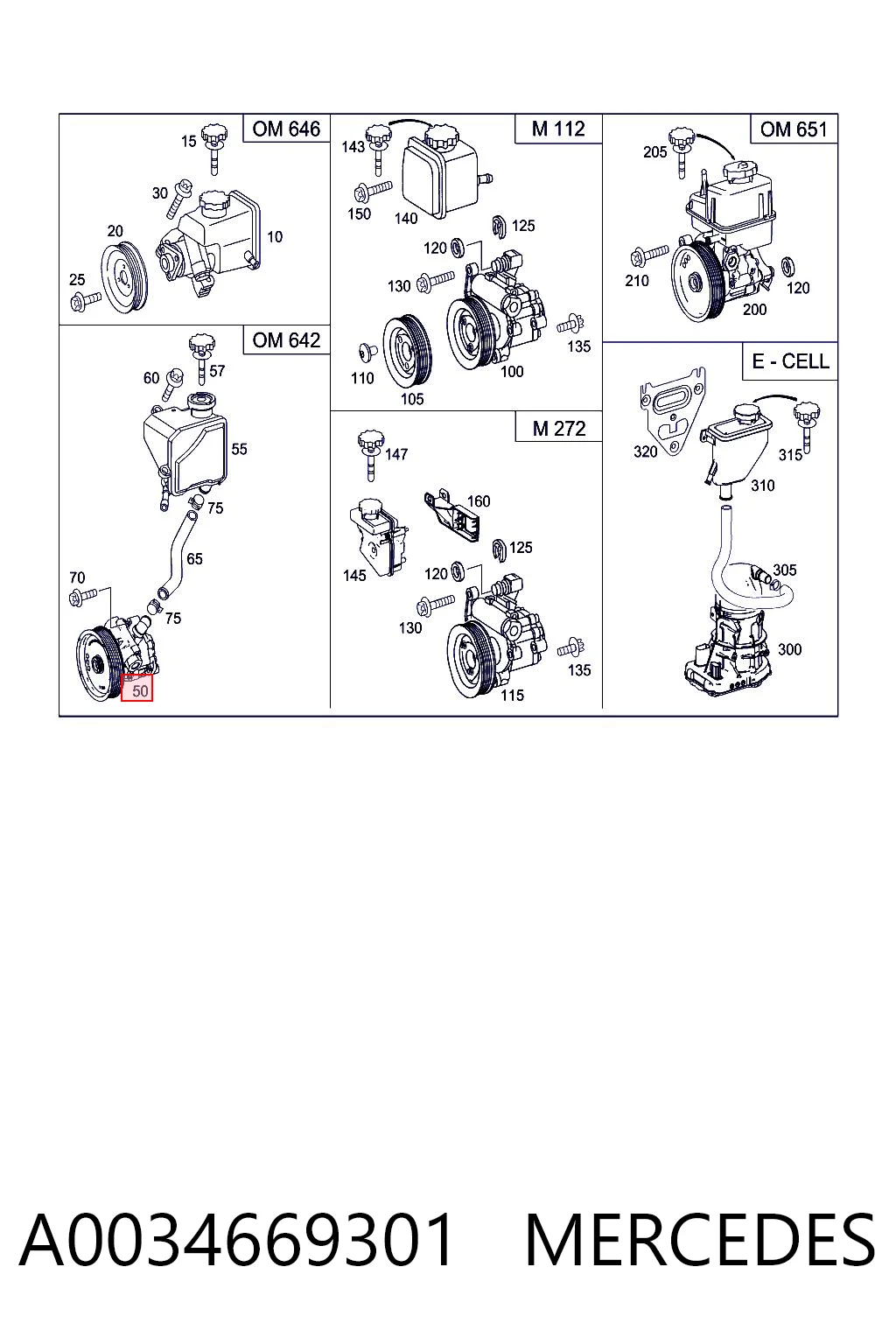 A0034669301 Mercedes Bomba hidráulica de dirección