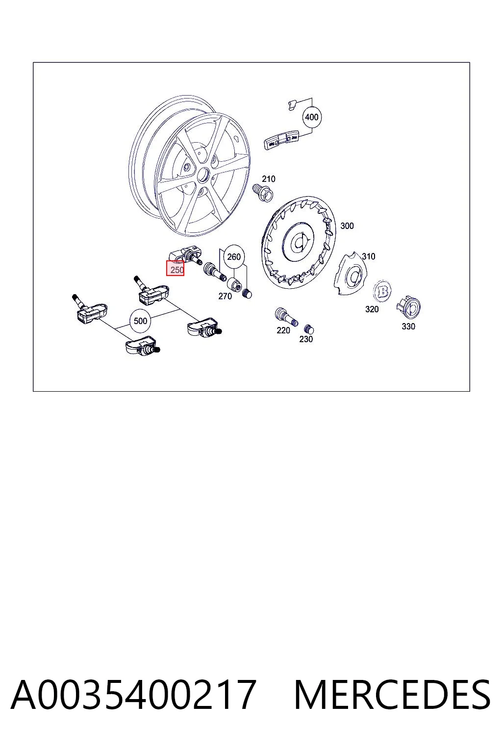 A0035400217 Mercedes Sensor de presión de neumáticos (TPMS)