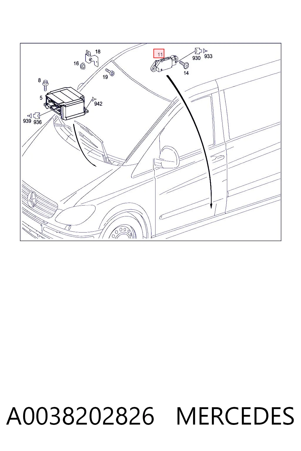A0038202826 Mercedes Sensor de airbag delantero