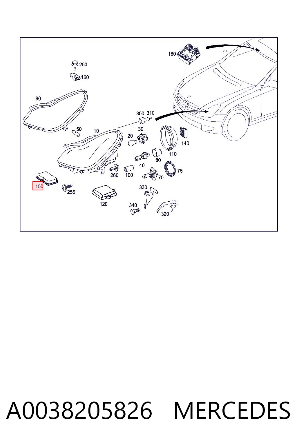 A0038205826 Mercedes Módulo de control de luces de faros (ECU)