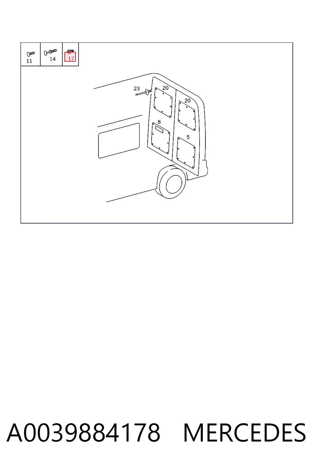 A0039884178 Mercedes Clip de sujeción de moldura de estribo