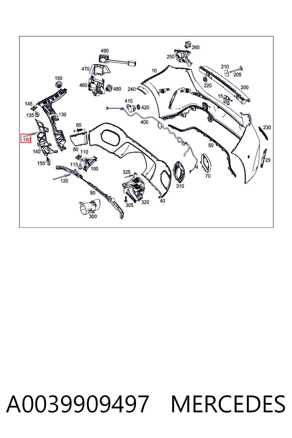 A0039909497 Mercedes Clip de fijación del guardabarros delantero