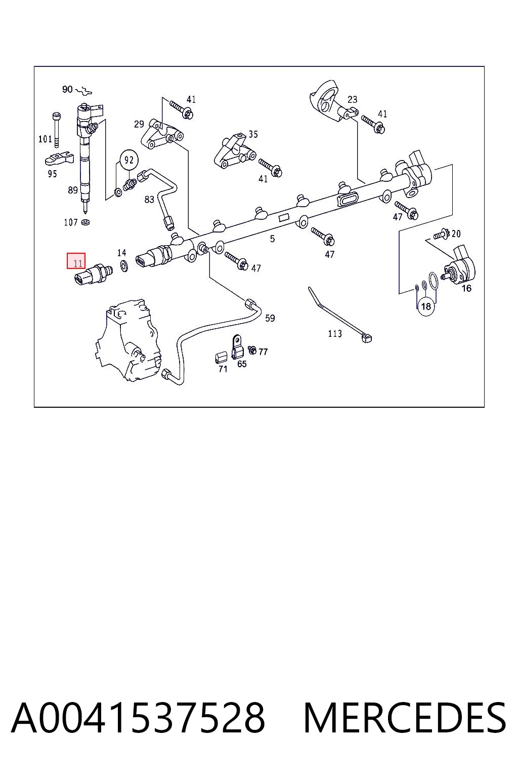 A0041537528 Mercedes Sensor de presión de combustible