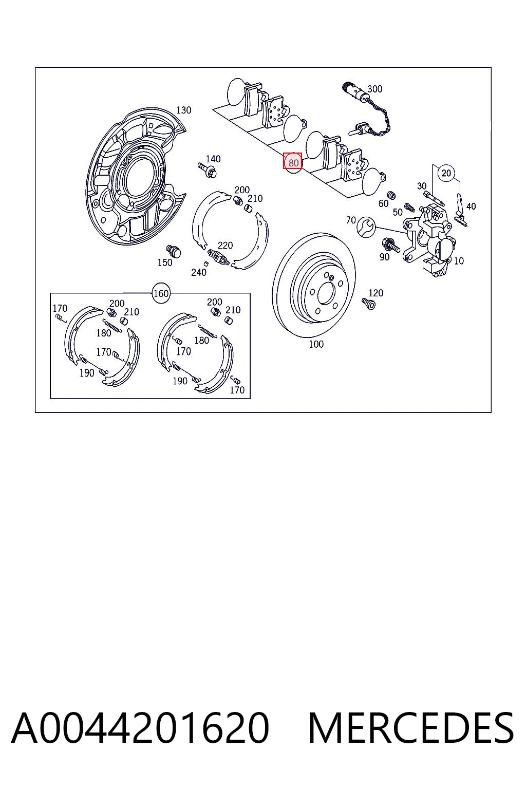 A0044201620 Mercedes Pastillas freno traseras