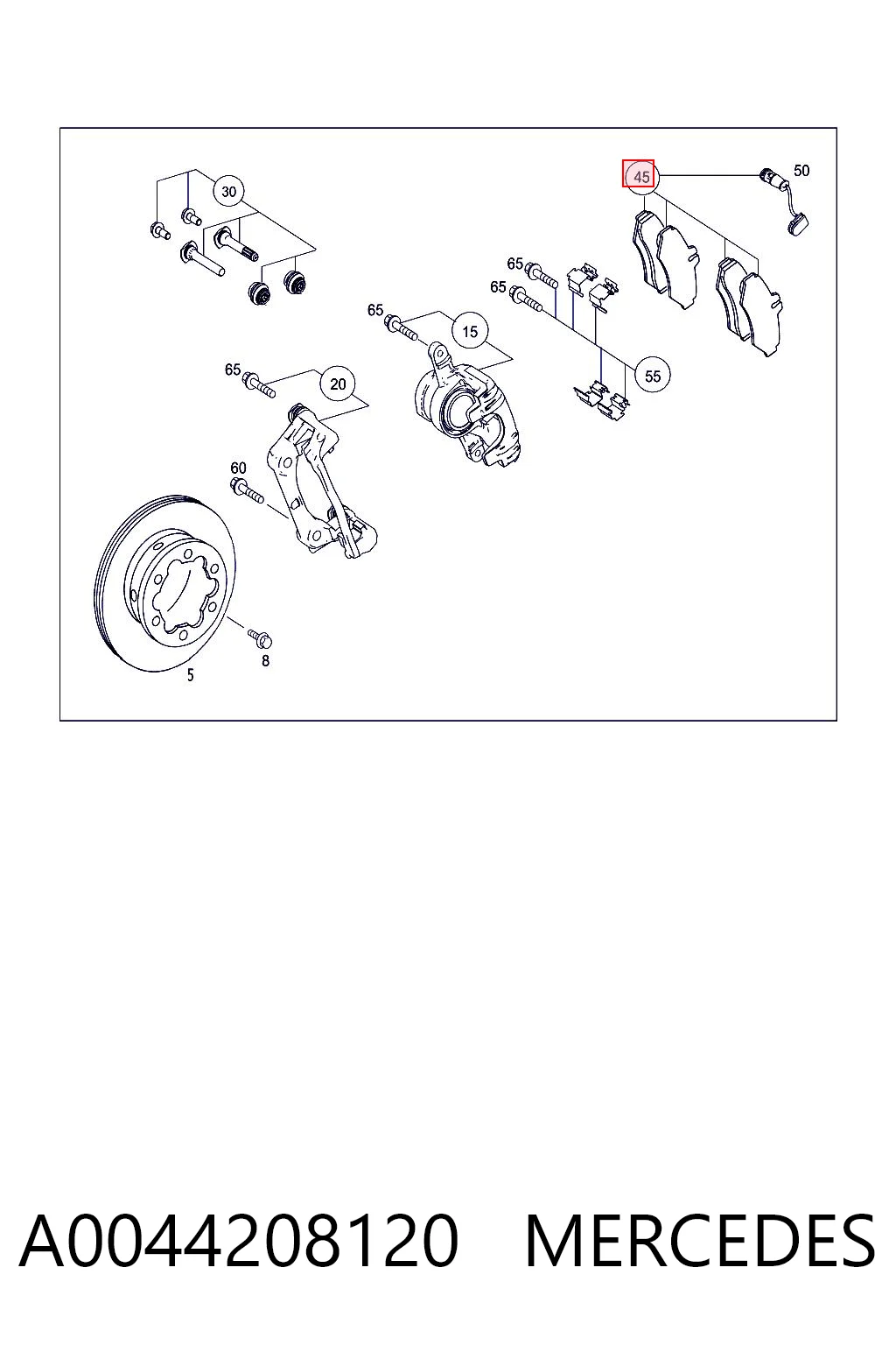 A0044208120 Mercedes Pastillas freno traseras