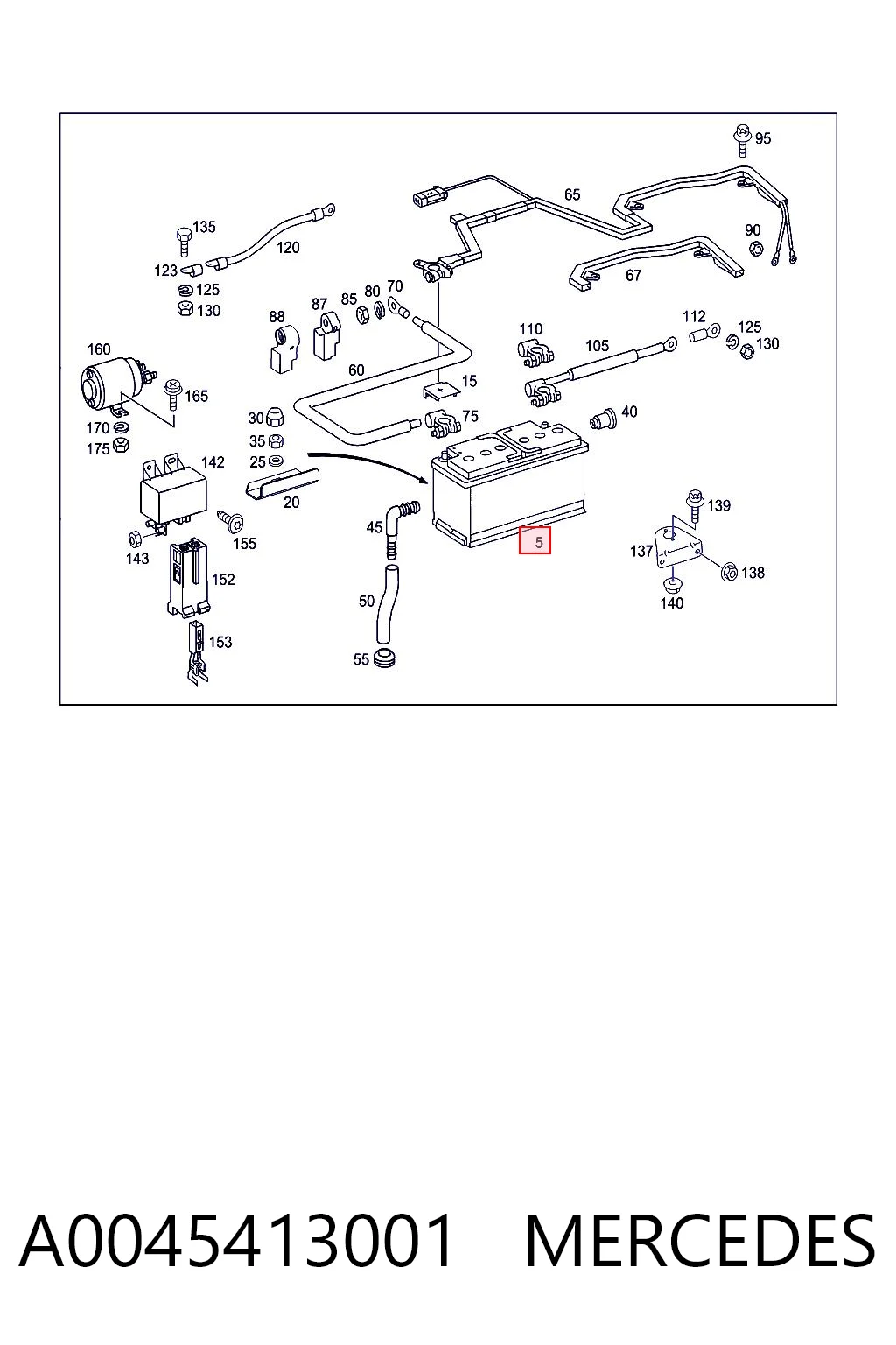 Batería de arranque A0045413001 MERCEDES